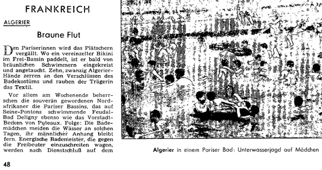 Rotten von Algeriern, Braune Flut schreibt der Spiegel 1964